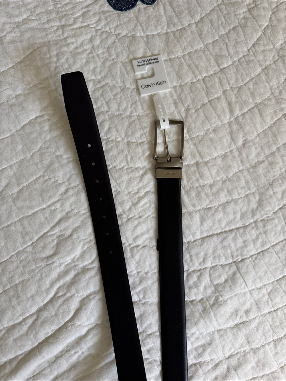 Calvin Klein Reversible Black & Mahogany Leather Men's Belt with Silver Buckle
